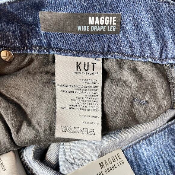 New Kut From The Kloth Size 2 Maggie High Rise Wide Leg Jeans Excite Dark Wash - Picture 11 of 14